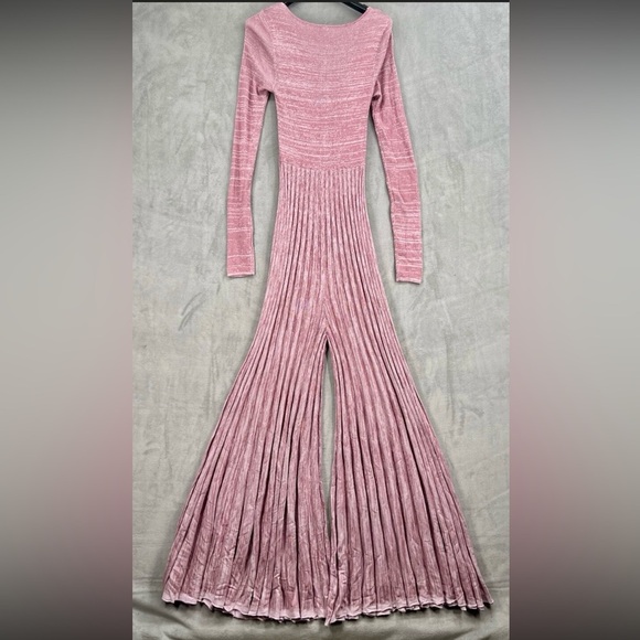 New Free People Lady Luck Ribbed Accordion Knit Jumpsuit - Picture 6 of 8